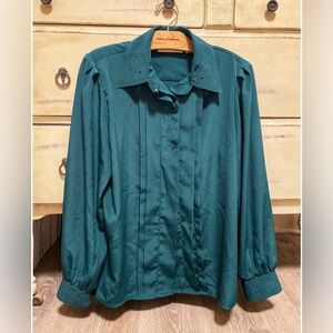 Vintage Elegant Teal Women's Top